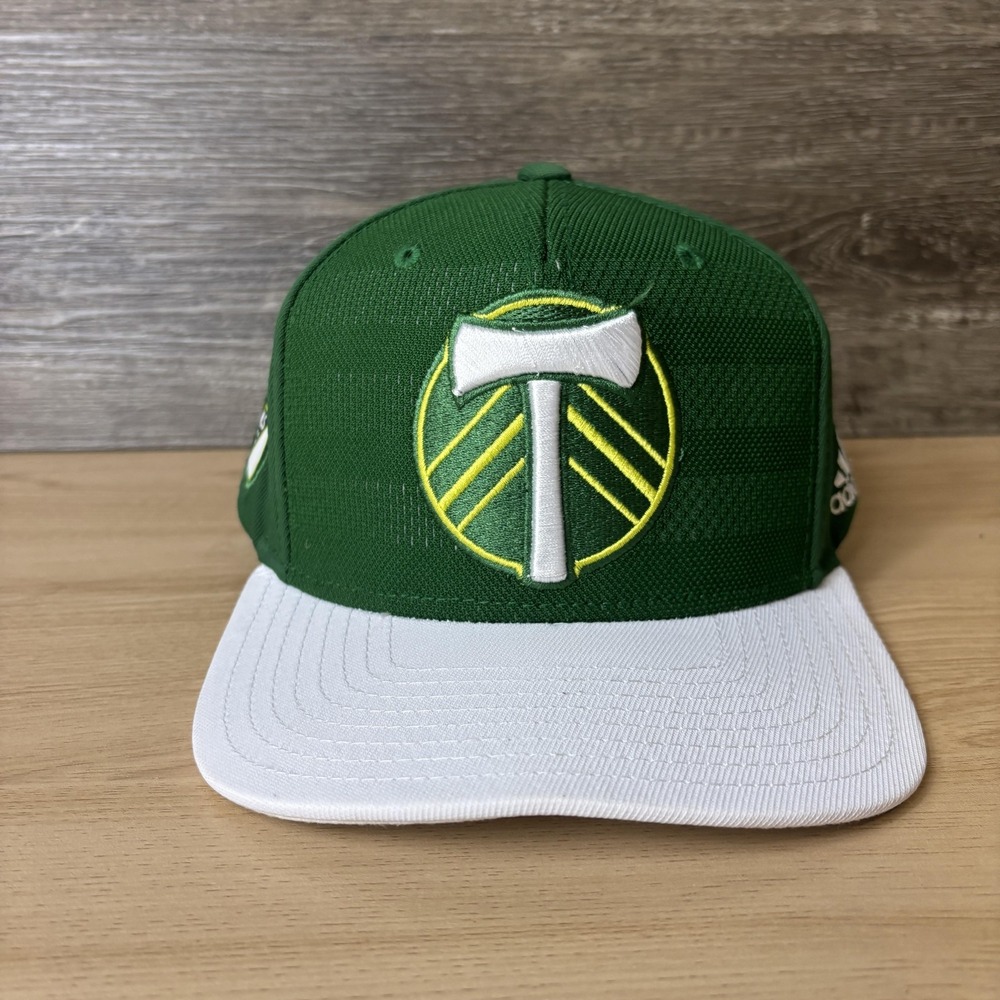 Portland Timbers Hat Cap Snap Back Mens Green White MLS Soccer Adidas Flat Brim